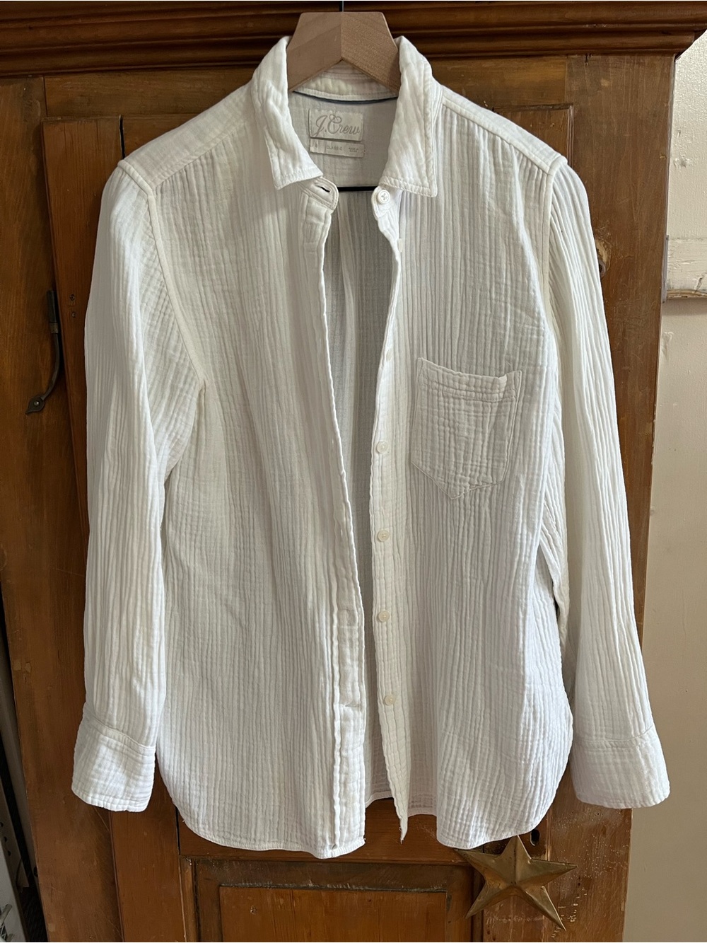 J. Crew White Gauze Button-Up Shirt